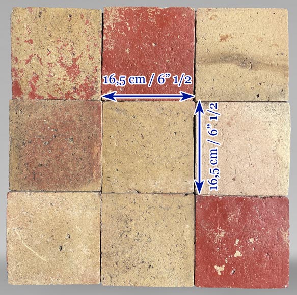 Set of around 15 m² of terracotta floor tiles in square shape, 19th century Set of around 15 m² of terracotta floor tiles in square shape, 19th century-6
