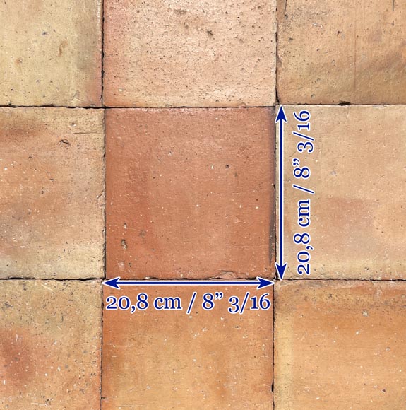 Batch of around 4,5 m² of terracotta floor tiles in square shape Batch of around 4,5 m² of terracotta floor tiles in square shape-6