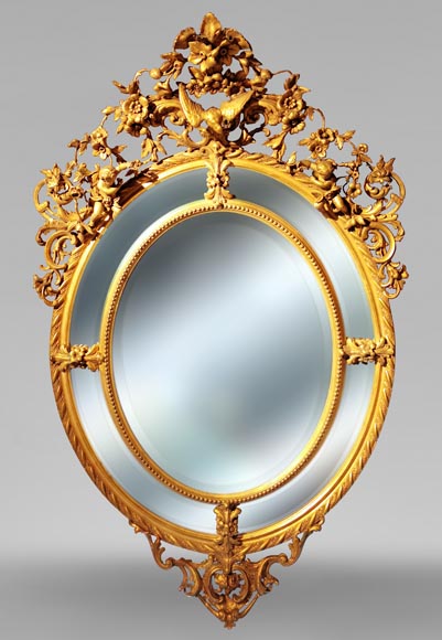 Pareclose mirror in gilt stucco and wood Napoleon III Pareclose mirror in gilt stucco and wood Napoleon III-0