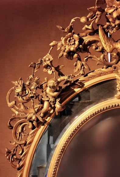 Pareclose mirror in gilt stucco and wood Napoleon III Pareclose mirror in gilt stucco and wood Napoleon III-2