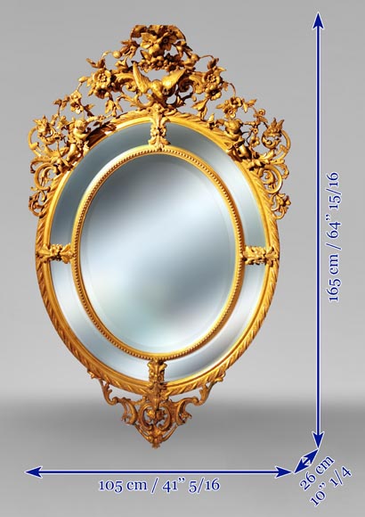 Pareclose mirror in gilt stucco and wood Napoleon III Pareclose mirror in gilt stucco and wood Napoleon III-7