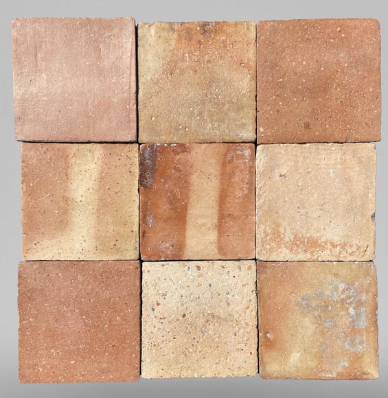 Set of around 13,5 m² of terracotta floor tiles in square shape Set of around 13,5 m² of terracotta floor tiles in square shape-0