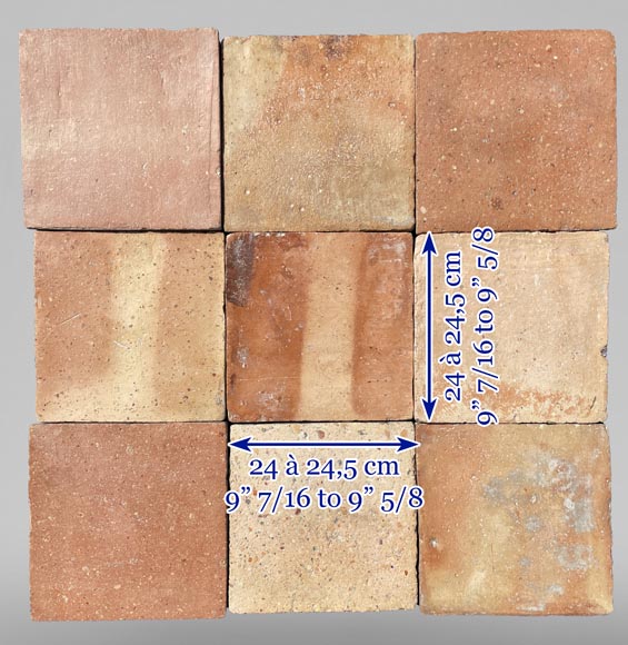 Set of around 13,5 m² of terracotta floor tiles in square shape Set of around 13,5 m² of terracotta floor tiles in square shape-6