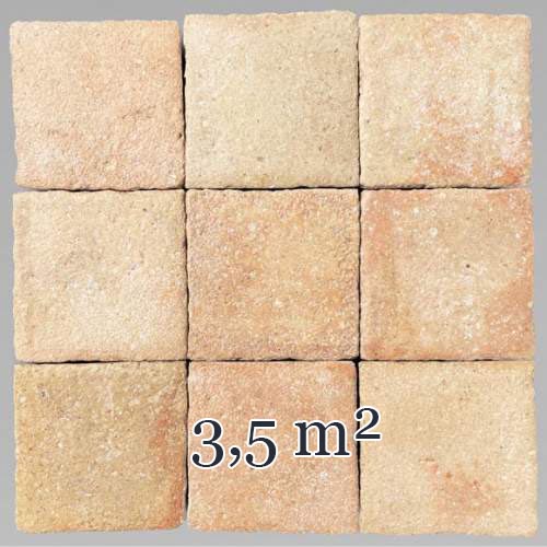 Batch of around 3,5 m² of terracotta floor tiles in square shape