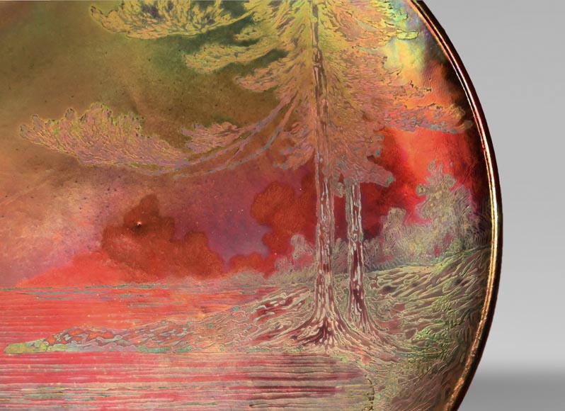 Mediterranean landscape, a rare iridescent dish by Delphin MASSIER Mediterranean landscape, a rare iridescent dish by Delphin MASSIER-2