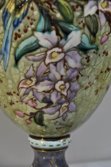 Pair of “parakeets Lamps” signed E. BERNARD Pair of “parakeets Lamps” signed E. BERNARD-3