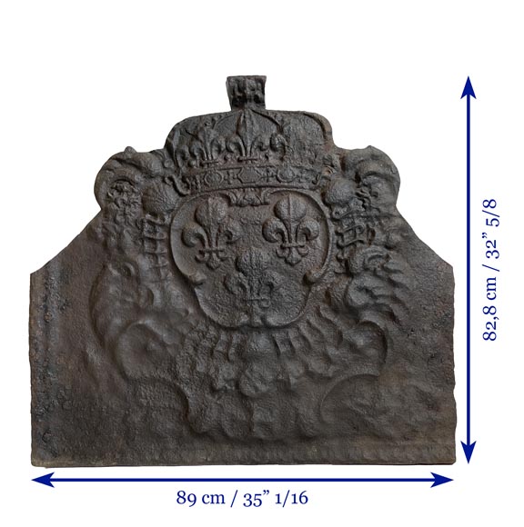 Cast iron cut fireback with the coat of arms of France, 18th century Cast iron cut fireback with the coat of arms of France, 18th century-5