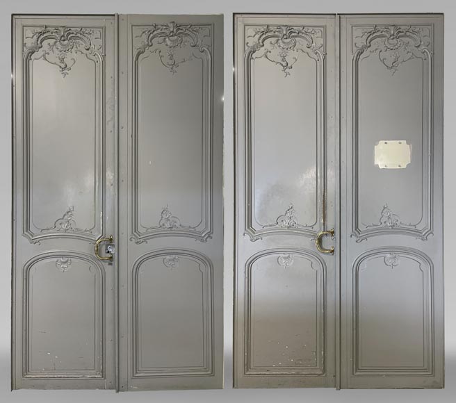 Two Louis XVI style double landing doors Two Louis XVI style double landing doors-0