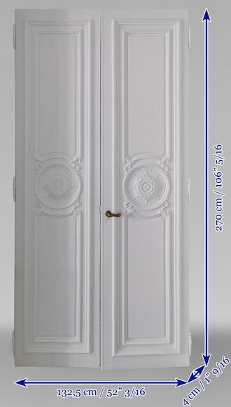 Pair of Régence style double dual-sided doors with roses Pair of Régence style double dual-sided doors with roses-8