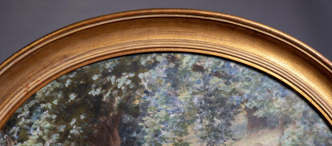 Jules LARCHER - Nymphs at the fountain, oil on canvas Jules LARCHER - Nymphs at the fountain, oil on canvas-1