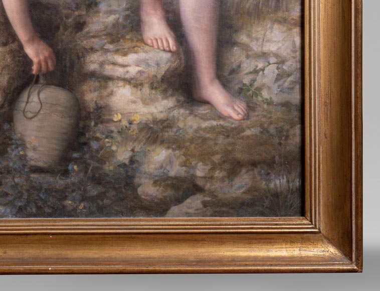 Jules LARCHER - Nymphs at the fountain, oil on canvas Jules LARCHER - Nymphs at the fountain, oil on canvas-6