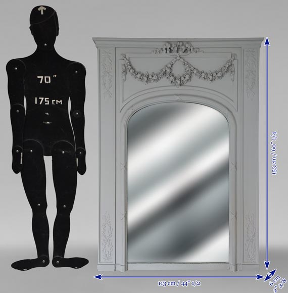 Louis XVI style trumeau with a crown and garlands of flowers Louis XVI style trumeau with a crown and garlands of flowers-5