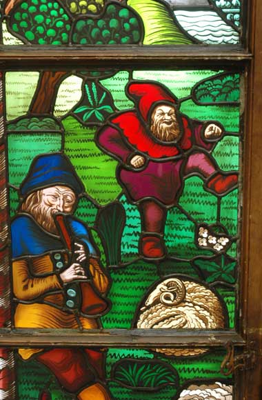 Neo-Gothic stained glass window peasant dance Neo-Gothic stained glass window peasant dance-2