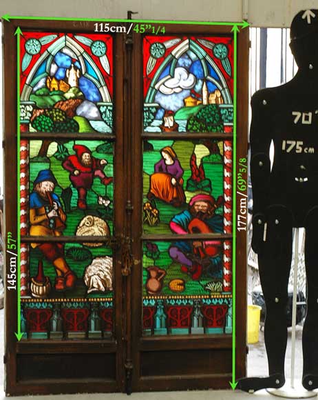 Neo-Gothic stained glass window peasant dance Neo-Gothic stained glass window peasant dance-6