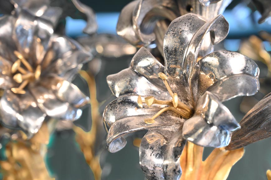 Auguste-Louis Marquis (bronze maker) for the Maison GIROUX, Pair of torchères with 9 lights in gilded, silvered and burnished bronze, circa 1855 Auguste-Louis Marquis (bronze maker) for the Maison GIROUX, Pair of torchères with 9 lights in gilded, silvered and burnished bronze, circa 1855-14