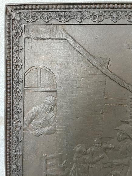 Fireback with peasant scene décor Fireback with peasant scene décor-2