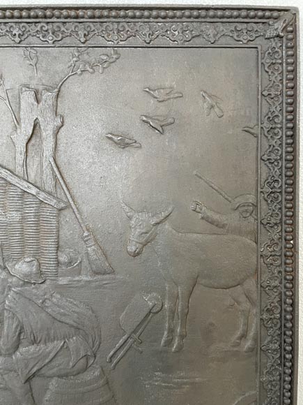 Fireback with peasant scene décor Fireback with peasant scene décor-3