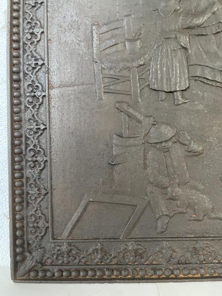 Fireback with peasant scene décor Fireback with peasant scene décor-4
