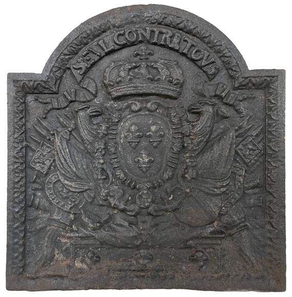 Antique fireback with the France coat of arms, 19th century Antique fireback with the France coat of arms, 19th century-0