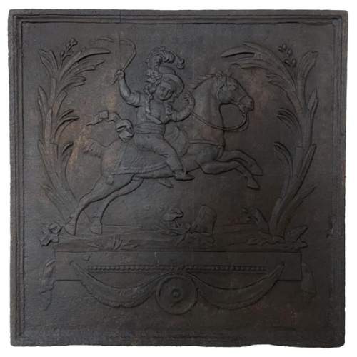 Antique fireback with rider
