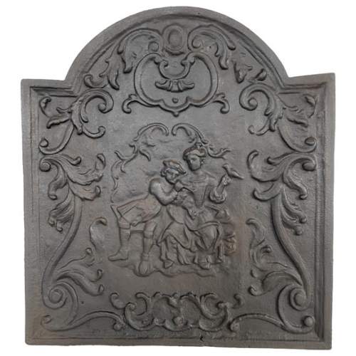 Louis XV style fireback decorated with a gallant scene