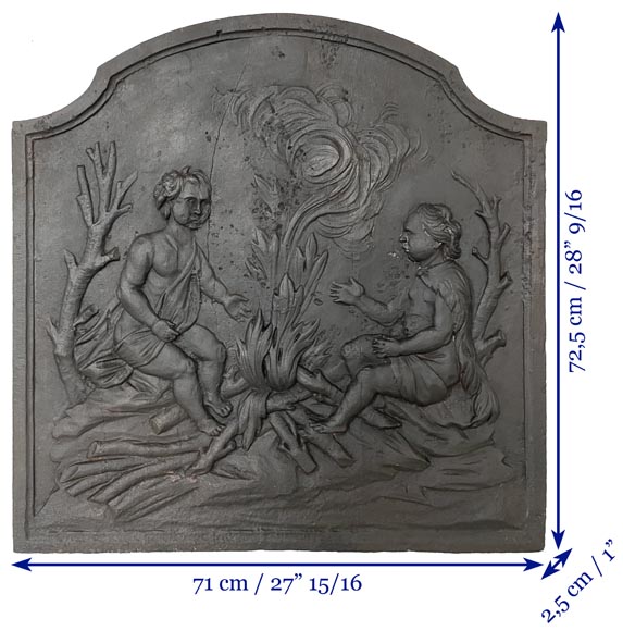 Small fireback with peasants by the fire Small fireback with peasants by the fire-6