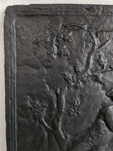 Cast iron fireback with gallant scene Cast iron fireback with gallant scene-1