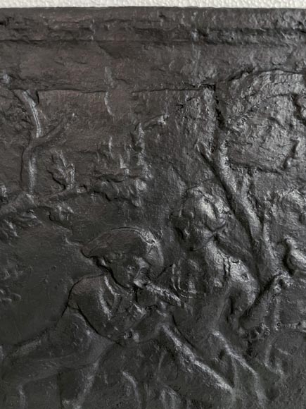 Cast iron fireback with gallant scene Cast iron fireback with gallant scene-2