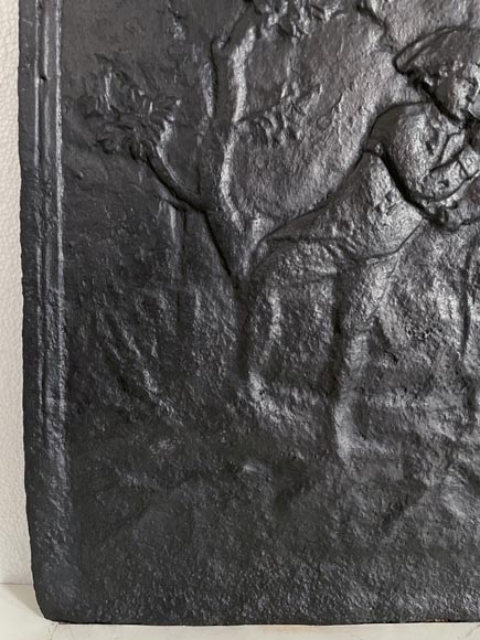 Cast iron fireback with gallant scene Cast iron fireback with gallant scene-4