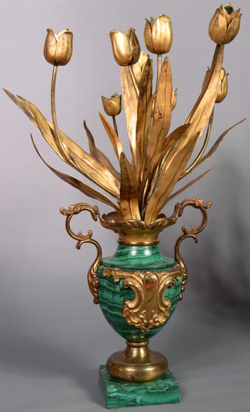 Pair of vases in malachite and gilt bronze, Russia, late 19th century Pair of vases in malachite and gilt bronze, Russia, late 19th century-1
