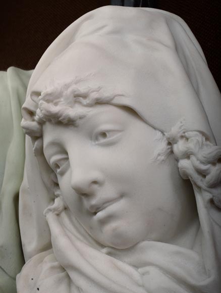 Albert-Ernest CARRIER-BELLEUSE (1824 - 1887) « Allegory of Winter » bust in Carrara marble Albert-Ernest CARRIER-BELLEUSE (1824 - 1887) « Allegory of Winter » bust in Carrara marble-3
