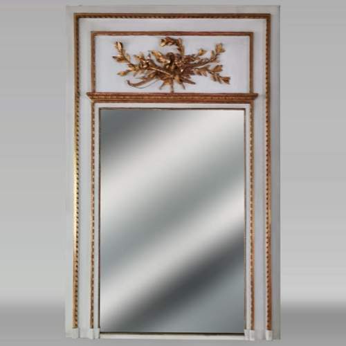 Louis XVI style trumeau with an allegory of Love in sculpted and gilt wood