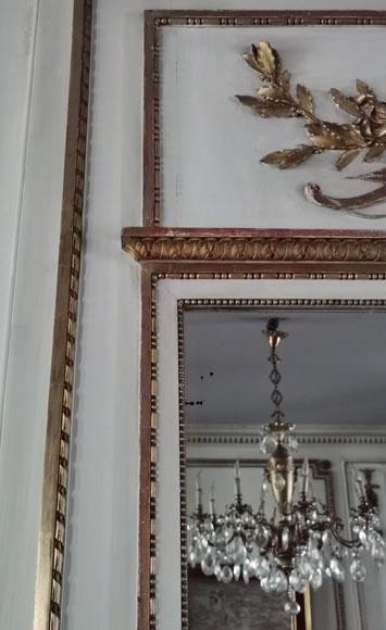 Louis XVI style trumeau with an allegory of Love in sculpted and gilt wood Louis XVI style trumeau with an allegory of Love in sculpted and gilt wood-5