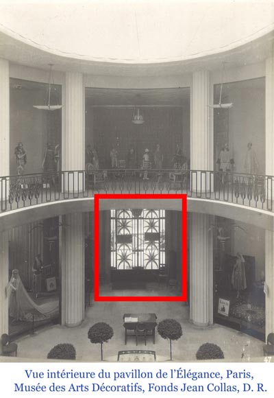 Armand Albert RATEAU (création) Baguès FRÈRES (exécution) double-porte Art déco en fer forgé polychrome au décor de palmiers, après 1925 Armand Albert RATEAU (création) Baguès FRÈRES (exécution) double-porte Art déco en fer forgé polychrome au décor de palmiers, après 1925-19