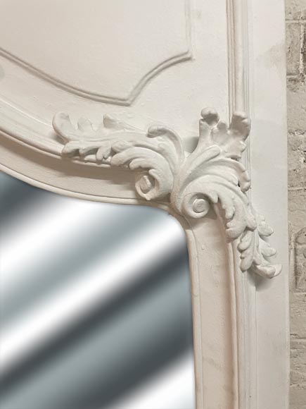 Louis XV style trumeau of painted in white wood with a shell Louis XV style trumeau of painted in white wood with a shell-7