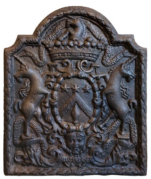 Fireback with the coat of arms of Pierre Godart, 19th century Fireback with the coat of arms of Pierre Godart, 19th century-0