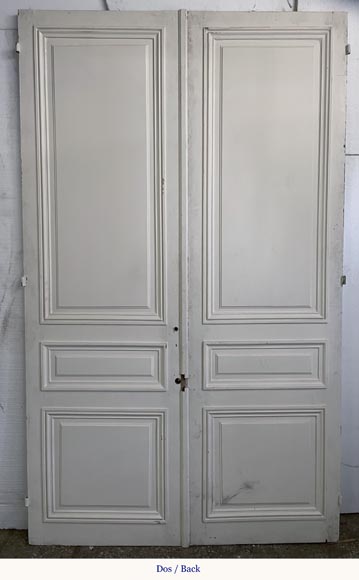 Double door in wood painted in white with mirror-6