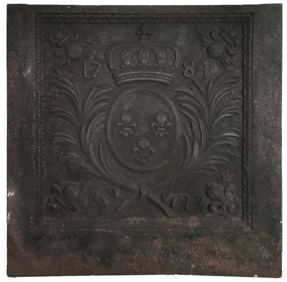 Cast iron fireback with the coat of arms of France Cast iron fireback with the coat of arms of France-0