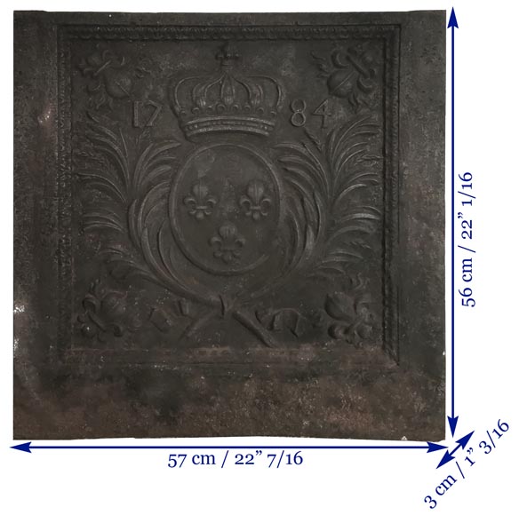Cast iron fireback with the coat of arms of France Cast iron fireback with the coat of arms of France-5
