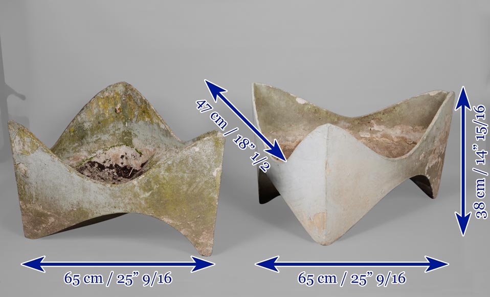Willy Guhl, Rare pair of tooth planters, circa 1954-9