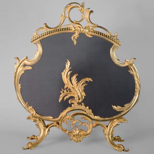 Louis XV style gilded bronze firescreen with plant decoration