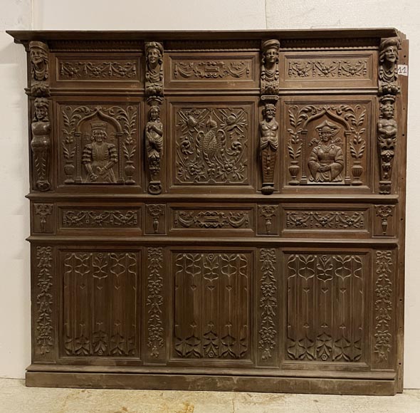 Elements of low panels in oak in Neo-Renaissance style Elements of low panels in oak in Neo-Renaissance style-1