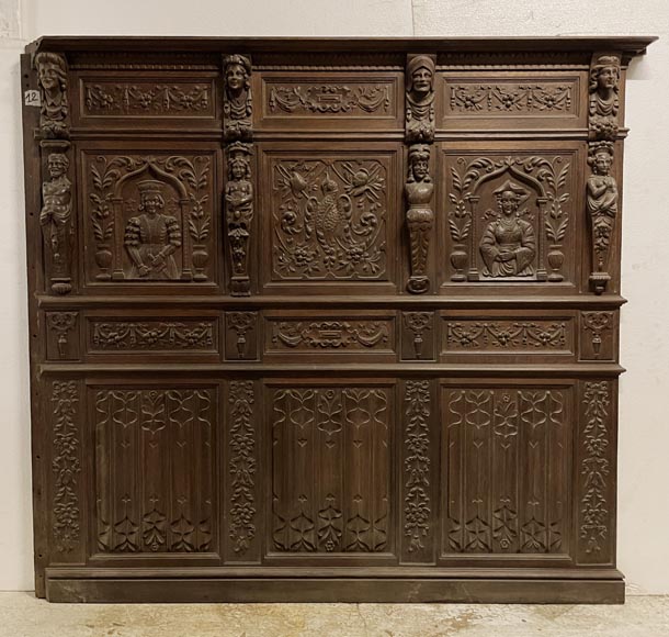 Elements of low panels in oak in Neo-Renaissance style Elements of low panels in oak in Neo-Renaissance style-2