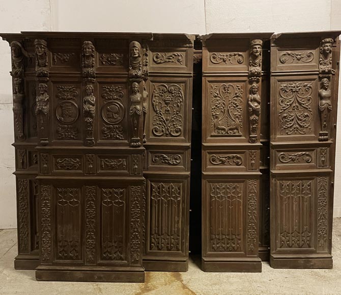 Elements of low panels in oak in Neo-Renaissance style Elements of low panels in oak in Neo-Renaissance style-4