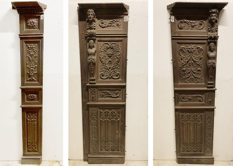 Elements of low panels in oak in Neo-Renaissance style Elements of low panels in oak in Neo-Renaissance style-12