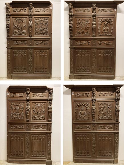 Elements of low panels in oak in Neo-Renaissance style Elements of low panels in oak in Neo-Renaissance style-13