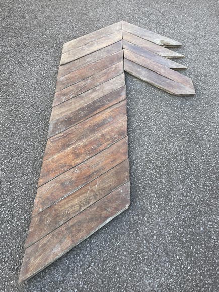 Lot of 20 m² of antique Point de Hongrie oak parquet flooring Lot of 20 m² of antique Point de Hongrie oak parquet flooring-2