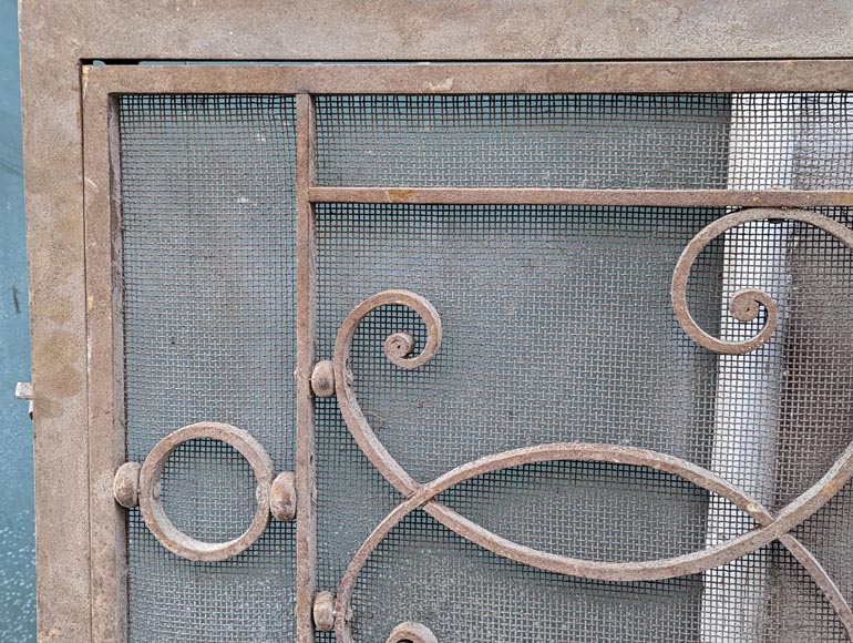 Pair of wrought iron front radiators with intertwined L Pair of wrought iron front radiators with intertwined L-3