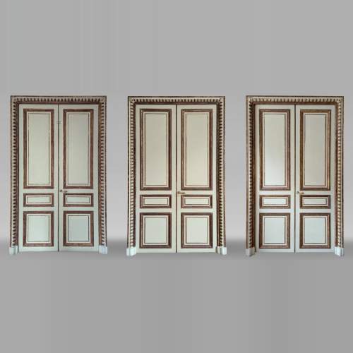 Lot of three moulded double doors, 19th century