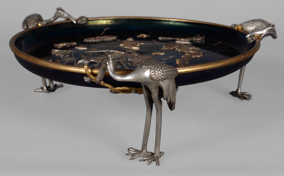 Maison GIROUX and Ferdinand DUVINAGE - Exceptional and rare cup with waders with iridescent glass and electroplated decor, circa 1870-1880 Maison GIROUX and Ferdinand DUVINAGE - Exceptional and rare cup with waders with iridescent glass and electroplated decor, circa 1870-1880-6